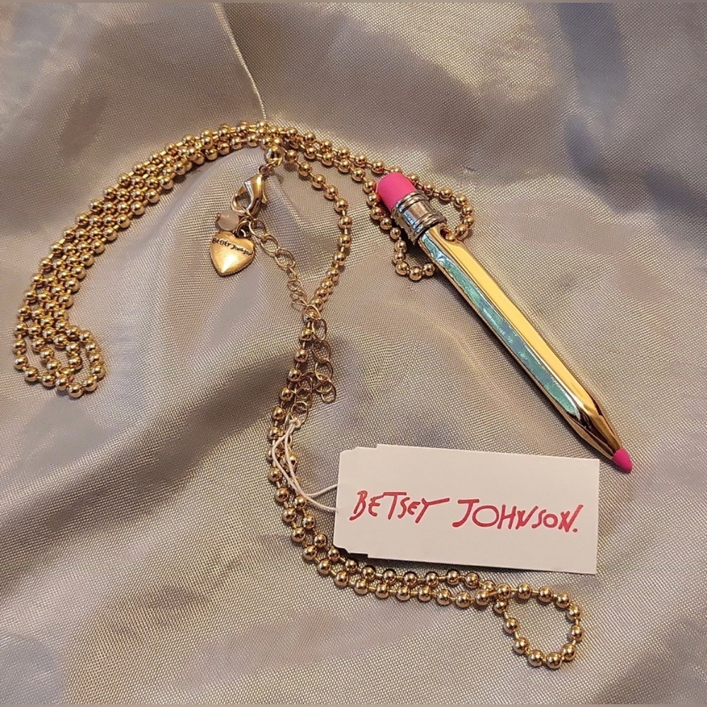 NWT ⚜️✏️⚜️Betsey Johnson pencil pendant long - Picture 4 of 8